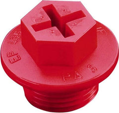 Caplugs - Hex Head with Slot, Threaded Plug - 0.82" OD, 25/32" Long, High-Density Polyethylene, Yellow - Caliber Tooling