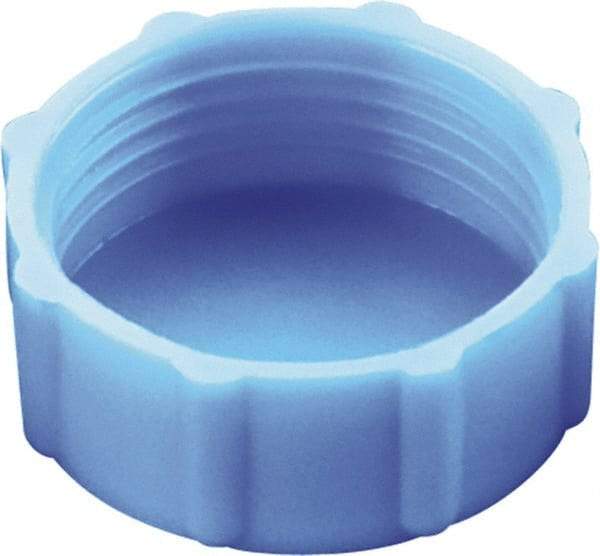 Caplugs - Round Head, Threaded Cap - 17/64" Long, High-Density Polyethylene, Blue - Caliber Tooling