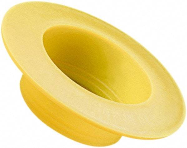 Caplugs - 1.171" ID, Round Head, Tapered Cap/Plug with Flange - 2.88" OD, 21/32" Long, Low-Density Polyethylene, Yellow - Caliber Tooling