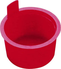 Caplugs - 1.601" ID, Pull-Tab, Round Head, Tapered Plug - 3/4" Long, Low-Density Polyethylene, Red - Caliber Tooling