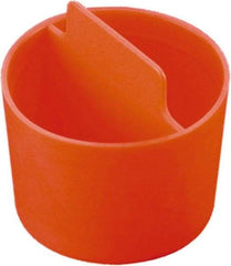 Caplugs - 0.76" ID, Pull-Tab, Round Head, Tapered Plug - 25/32" Long, Low-Density Polyethylene, Orange - Caliber Tooling