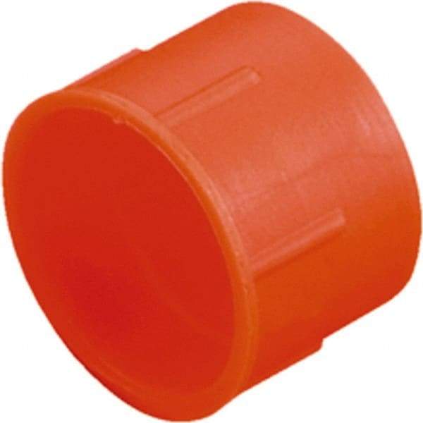 Caplugs - 0.61" ID, Serrated Round Head Tube Cap - 0.73" OD, 1/2" Long, Low-Density Polyethylene, Orange - Caliber Tooling