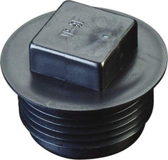 Caplugs - Square Head, Threaded Plug with Flange - 49/64" Long, High-Density Polyethylene, Black - Caliber Tooling