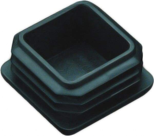 Caplugs - Square Finishing Plug for 10 to 14 Gauge Panels, for 1" Tube Diam - 0.43" Deep, Vinyl, Black - Caliber Tooling