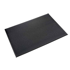 Anti-Fatigue Mat: 60' Length, 4' Wide, 1/2″ Thick, Polyvinylchloride Pebbled & Smooth, Black, Dry