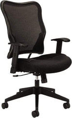 Basyx - 40-1/2" High High Back Chair - 26" Wide x 26-3/8" Deep, Leather Seat, Black - Caliber Tooling