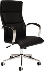 Basyx - 45-3/4" High Executive High Back Leather Chair - 25" Wide x 27-1/2" Deep, Leather Seat, Black - Caliber Tooling