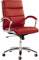 ALERA - 42-1/8" High Mid Back Chair - 24" Wide x 27-1/4" Deep, Leather Seat, Red - Caliber Tooling