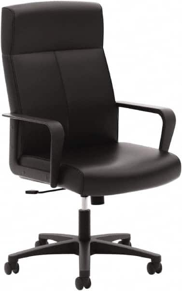 Basyx - 47" High Executive High Back Leather Chair - 25" Wide x 26-1/2" Deep, Soft Leather Seat, Black - Caliber Tooling