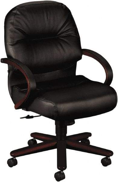 Hon - 41-3/4" High Mid Back Chair - 26" Wide x 28-3/4" Deep, Leather, Memory Foam Seat, Black - Caliber Tooling