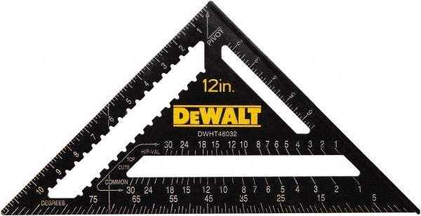 DeWALT - 12" Blade Length x 12" Base Length, Aluminum Rafter Square - 1/8" Graduation, 10.1" Base Width - Caliber Tooling