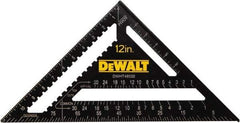 DeWALT - 12" Blade Length x 12" Base Length, Aluminum Rafter Square - 1/8" Graduation, 10.1" Base Width - Caliber Tooling