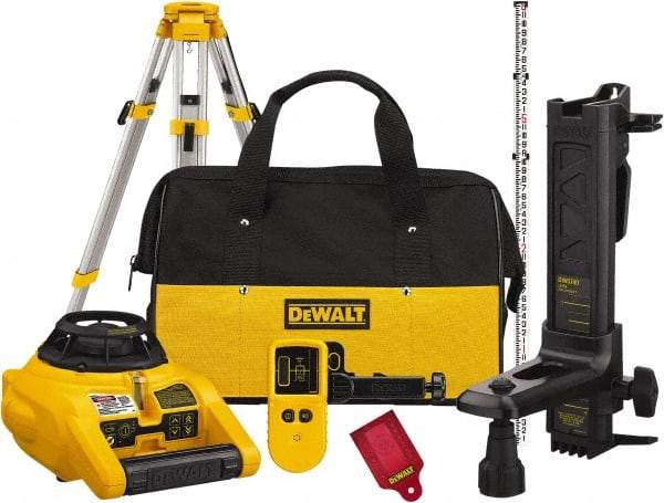 DeWALT - 1,000' Measuring Range, 1/4" at 100' Accuracy, Self-Leveling Rotary Laser - ±5° Self Leveling Range, 150, 300 & 600 RPM, 1 Beam, 2 D Alkaline Battery Included - Caliber Tooling