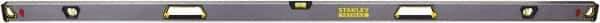 Stanley - 72" Long 3 Vial Box Beam Level - Aluminum, Black/Silver/Yellow, 1 Level & 2 Plumb Vials - Caliber Tooling