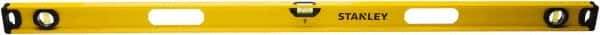 Stanley - Magnetic 48" Long 3 Vial I-Beam Level - Aluminum, Yellow, 1 Level & 2 Plumb Vials - Caliber Tooling