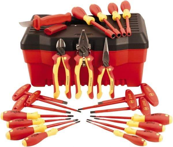 Wiha - 22 Piece Insulated Pliers, Slim Screwdrivers, Nut Driver & T-Handle Hand Tool Set - Comes in Box - Caliber Tooling