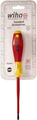 Wiha - 4.5mm Blade Width, Standard Slotted Screwdriver - 100mm Blade Length, Solid/Hex Shank - Caliber Tooling