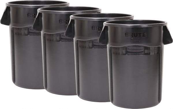 Rubbermaid - 55 Gal Gray Round Trash Can - Polyethylene, None Graphic, 33.2" High, Lid Not Included - Caliber Tooling