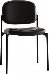 Basyx - Leather Black Stacking Chair - Black Frame, 21-1/4" Wide x 21" Deep x 32-3/4" High - Caliber Tooling