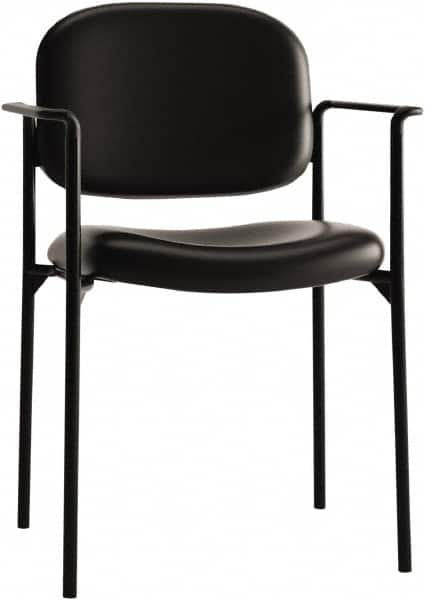 Basyx - Leather Black Stacking Chair - Black Frame, 23-1/4" Wide x 21" Deep x 32-3/4" High - Caliber Tooling