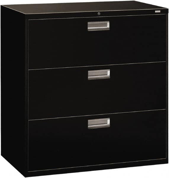 Hon - 42" Wide x 40.88" High x 19-1/4" Deep, 3 Drawer Lateral File - Steel, Black - Caliber Tooling