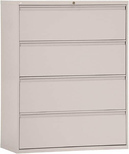 ALERA - 42" Wide x 53-1/4" High x 19-1/4" Deep, 4 Drawer Lateral File - Steel, Light Gray - Caliber Tooling