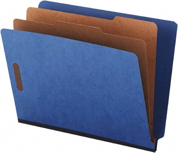 UNIVERSAL - 8-1/2 x 11", Letter Size, Blue, Classification Folders with End Tab Fastener - 25 Point Stock, Straight Tab Cut Location - Caliber Tooling