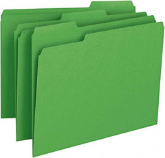 SMEAD - 8-1/2 x 11", Letter Size, Green, File Folders with Top Tab - 11 Point Stock, Assorted Tab Cut Location - Caliber Tooling