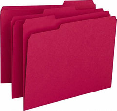 SMEAD - 8-1/2 x 11", Letter Size, Red, File Folders with Top Tab - 11 Point Stock, Assorted Tab Cut Location - Caliber Tooling