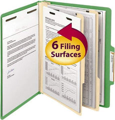 SMEAD - 8-1/2 x 11", Letter Size, Green, Classification Folders with Top Tab Fastener - 14 Point Stock, Right of Center Tab Cut Location - Caliber Tooling