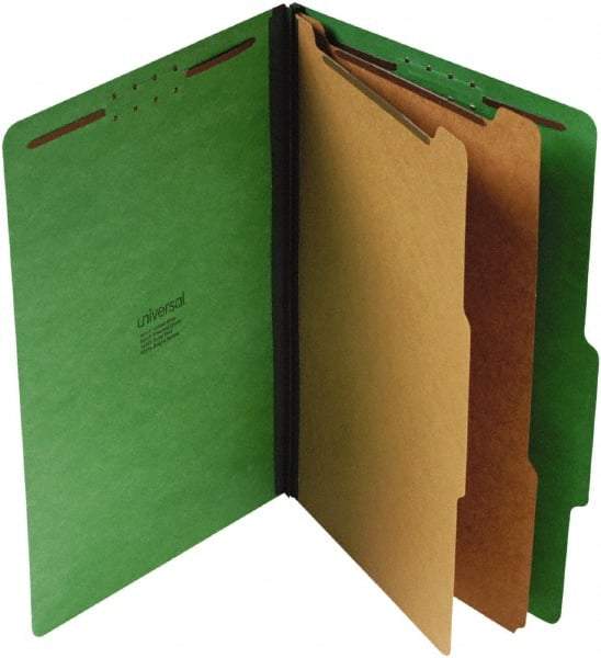 UNIVERSAL - 9-1/2 x 14-1/2", Legal, Emerald Green, Classification Folders with Top Tab Fastener - 25 Point Stock, Right of Center Tab Cut Location - Caliber Tooling