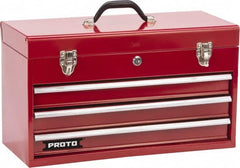 Proto - 1 Compartment 3 Drawer Tool Box - 20-3/16" Wide x 8-3/4" Deep x 11-3/4" High, Steel, Safety Red - Caliber Tooling