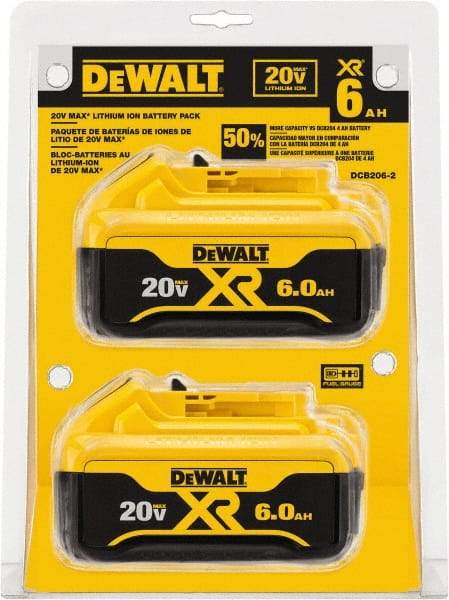 DeWALT - 20 Volt Lithium-Ion Power Tool Battery - 6 Ahr Capacity, 1 hr Charge Time, Series 20V Max - Caliber Tooling