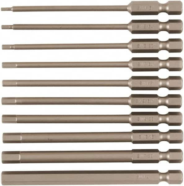 Wiha - 10 Piece, Tamperproof Hex Bit Set - 5/64 to 1/4" Hex, 1/4" Drive, Hex Security Point - Caliber Tooling