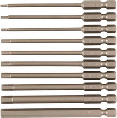 Wiha - 10 Piece, Tamperproof Hex Bit Set - 5/64 to 1/4" Hex, 1/4" Drive, Hex Security Point - Caliber Tooling