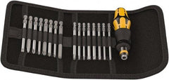 Wera - 17 Piece, 1/4" Drive Screwdriver Bit Set - #1, #2 & #3 Phillips, 3 to 6mm Hex, #1, #2 & #3 Pozidriv, 1.0x5.5mm Slotted - Caliber Tooling