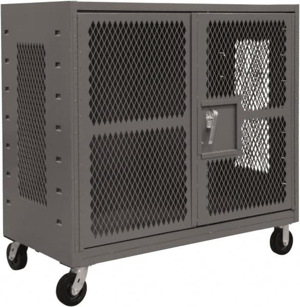 Durham - 2,000 Lb Capacity, 4-Sided Steel Mesh Stock Truck - 36" Long x 60" Wide x 57-3/16" High, Phenolic Wheels - Caliber Tooling