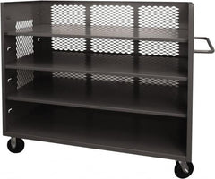 Durham - 2,000 Lb Capacity, 3 Shelf, 3-Sided Steel Truck - 36" Long x 72-1/2" Wide x 56-7/16" High, Phenolic Wheels - Caliber Tooling