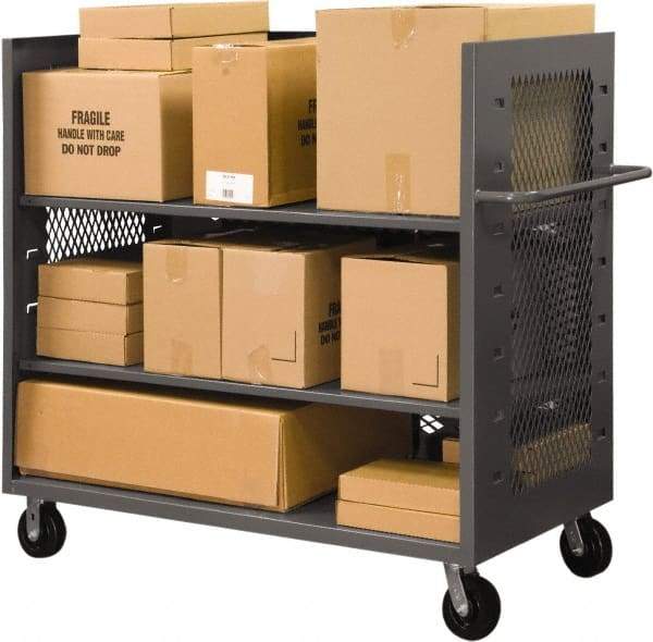 Durham - 2,000 Lb Capacity, 2 Shelf, 3-Sided Steel Truck - 36" Long x 72-1/2" Wide x 56-7/16" High, Phenolic Wheels - Caliber Tooling