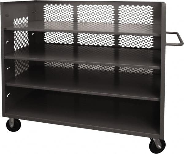 Durham - 2,000 Lb Capacity, 3 Shelf, 3-Sided Steel Truck - 36" Long x 60-1/2" Wide x 56-7/16" High, Phenolic Wheels - Caliber Tooling