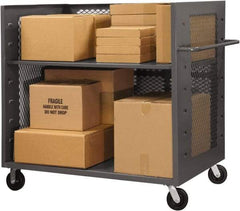 Durham - 2,000 Lb Capacity, 1 Shelf, 3-Sided Steel Truck - 36" Long x 72-1/2" Wide x 56-7/16" High, Phenolic Wheels - Caliber Tooling