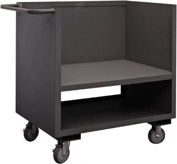 Durham - 1,200 Lb Capacity, 1 Shelf, 3-Sided Steel Truck - 30" Long x 48" Wide x 41-1/4" High, Phenolic Wheels - Caliber Tooling