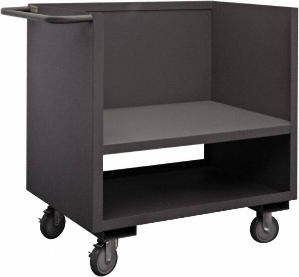 Durham - 1,200 Lb Capacity, 1 Shelf, 3-Sided Steel Truck - 24" Long x 48" Wide x 40" High, Phenolic Wheels - Caliber Tooling