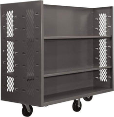 Durham - 2,000 Lb Capacity, 4 Shelf, 2-Sided Steel Mesh Stock Truck - 30" Long x 60" Wide x 57" High, Phenolic Wheels - Caliber Tooling