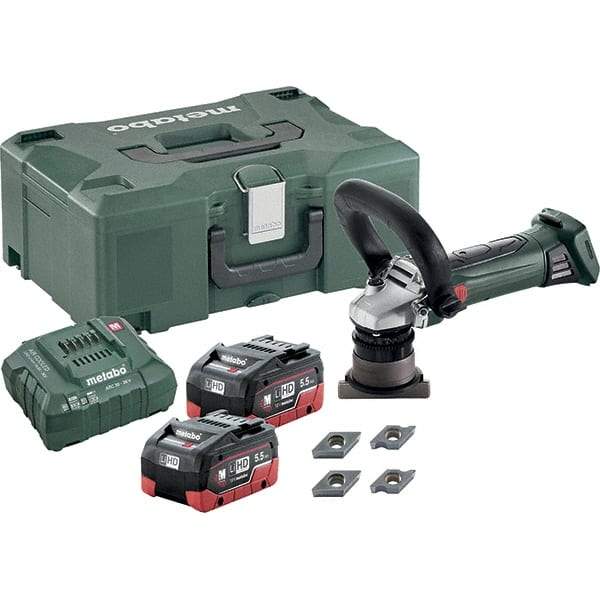 Metabo - 45° Bevel Angle, 5/32" Bevel Capacity, 7,000 RPM, Cordless Beveler - 5.5 Amps, 1/8" Min Workpiece Thickness - Caliber Tooling