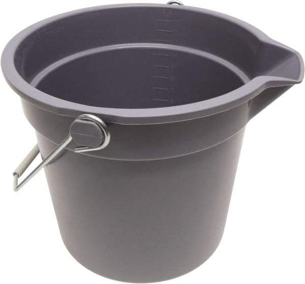 O-Cedar - 14 Qt, 11" High, Plastic Round Gray Single Pail with Pour Spout - Handle Included, 12" Top Diam - Caliber Tooling