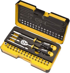 Felo - 36 Piece, 1/4" Drive Screwdriver Mini-Ratchet Bit Kit - #0 to #3 Phillips, 2 to 6mm Hex, T5 to T40 Torx, #1, #2 & #3 Pozidriv, 1/8, 5/32, 3/16, 7/32, 1/4 & 9/32" Slotted - Caliber Tooling