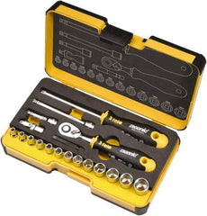 Felo - 19 Piece 1/4" Drive Chrome Finish Socket Set - 6 Points, 1/8" to 9/16" Range, Inch Measurement Standard - Caliber Tooling