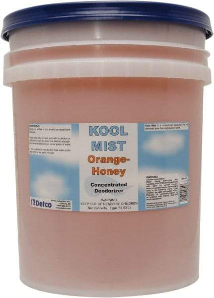 Detco - 5 Gal Pail Deodorizer - Liquid, Orange-Honey Scent, Concentrated, Environmentally Safe - Caliber Tooling