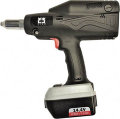 RivetKing - All up to 3/16" Closed End Rivet Capacity , 2,900 Lb Pull Force Cordless Electric Riveter - 5/8" Stroke Length, 14.4 Volt, Mandrel Collection, (1) RK401CR-57 Battery Included - Caliber Tooling